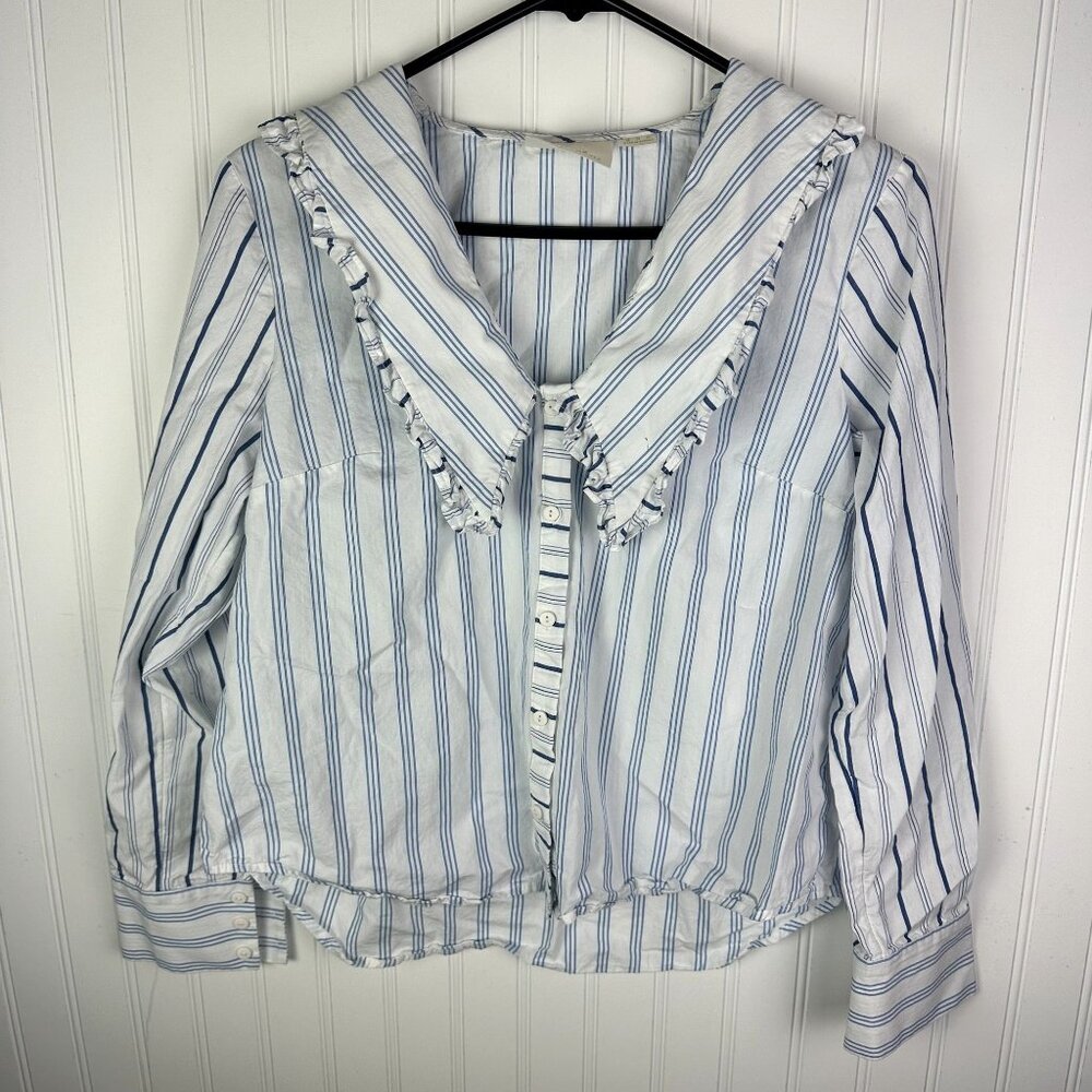 Maeve by Anthropologie Blouse Blue stripe size 14